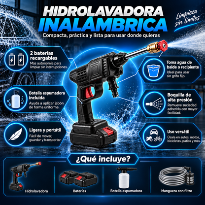 Hidrolavadora Inalámbrica -Limpia donde quieras 🚗