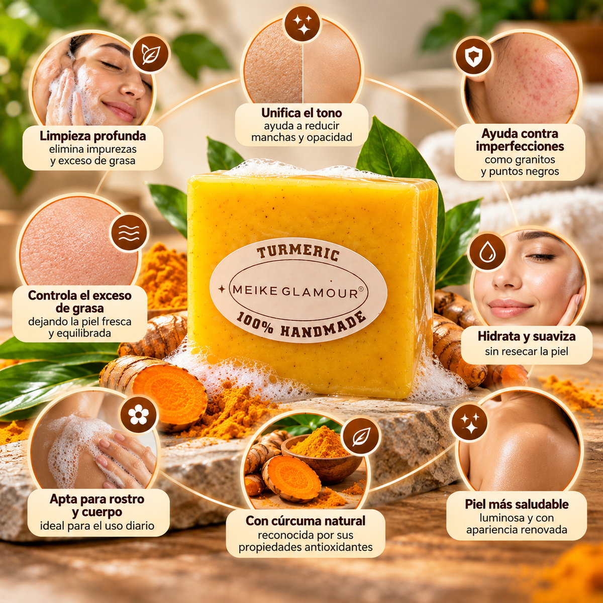 Jabón de Cúrcuma 2x1 🌿 ¡Un toque natural para tu rutina de cuidado