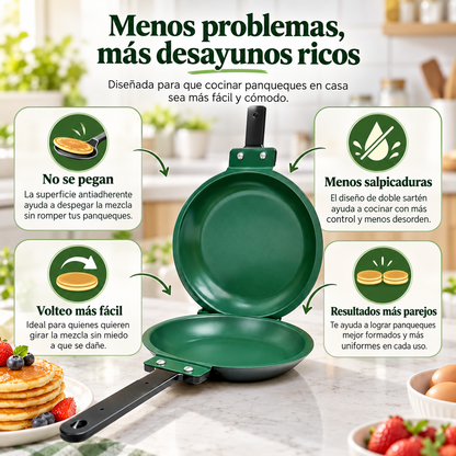 Sartén Doble Antiadherente- Panqueques perfectos sin complicarte 🥞