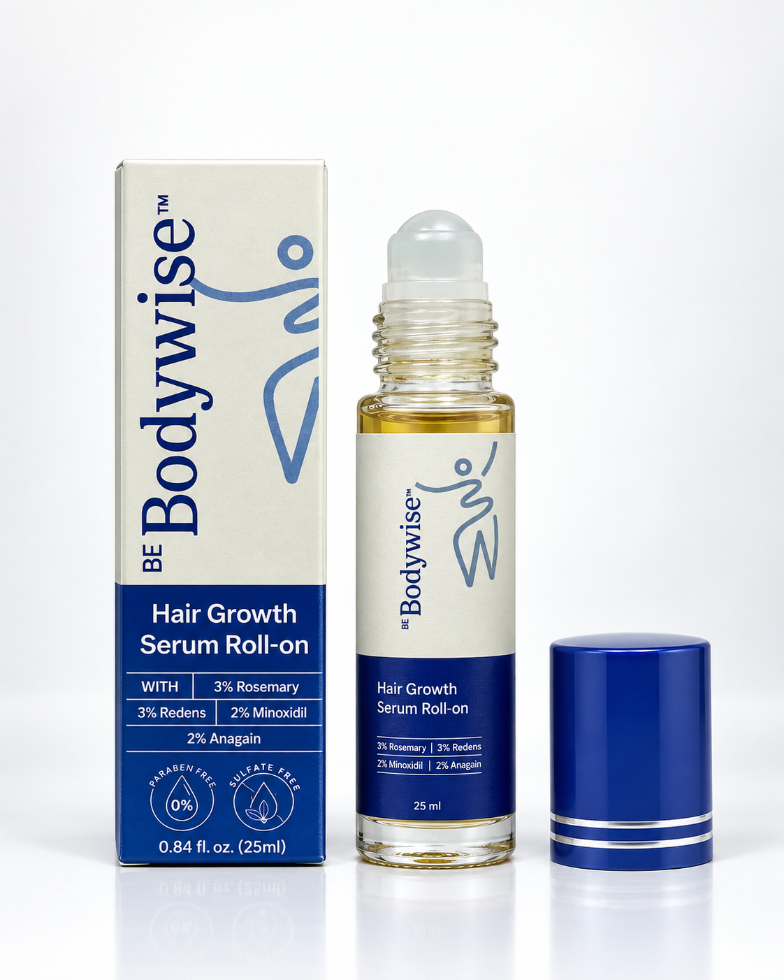 Be Bodywise™ — Sérum Roll-On para Cabello y Barba | un look más poblado y cuidado