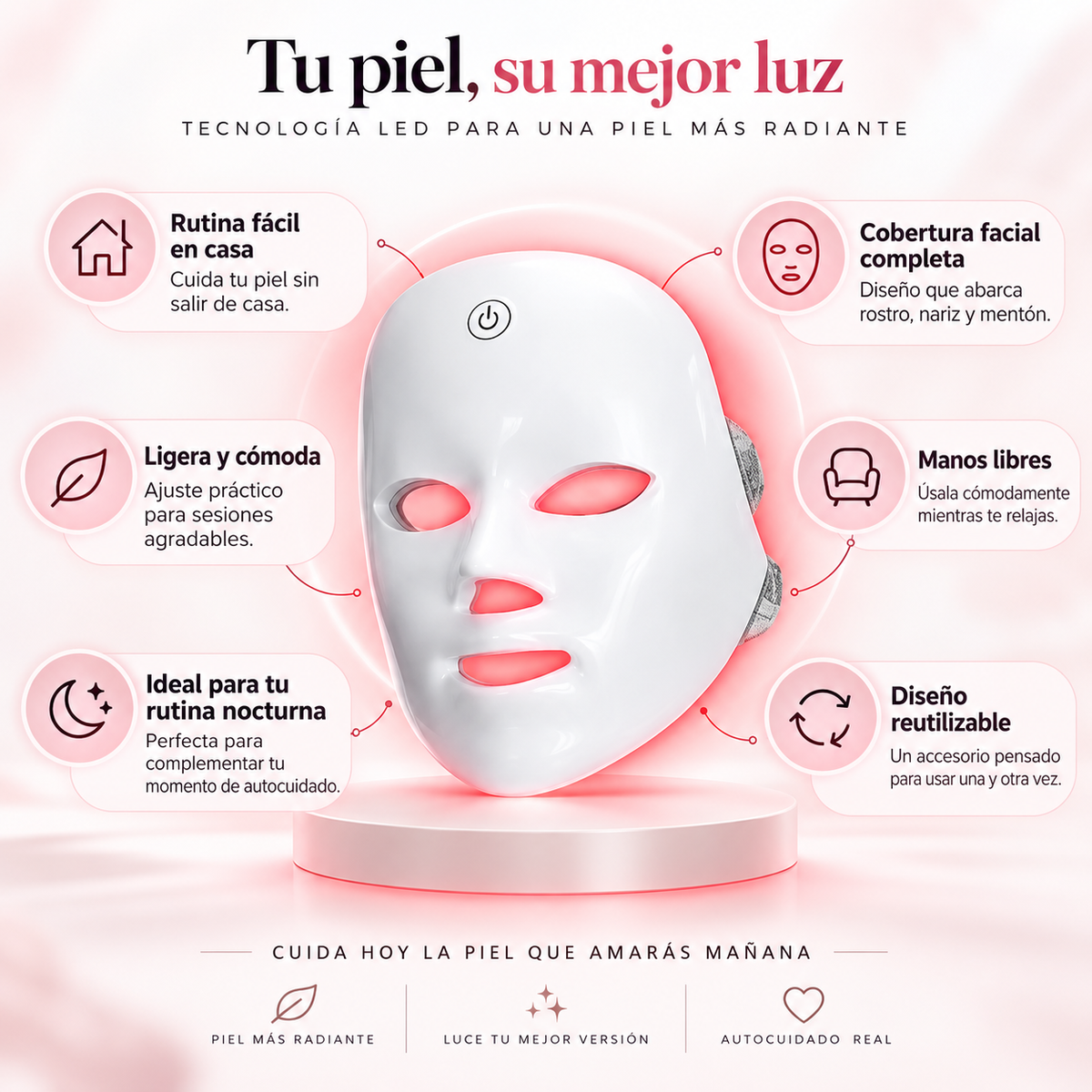 Mascarilla LED facial- belleza desde casa